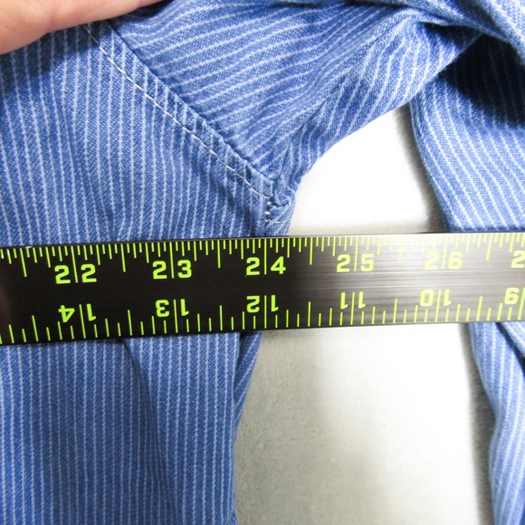 WAH Maker Shirt Men's XL Vintage USA Made Blue Pinstripe Band Collar Pullover - Picture 6 of 10